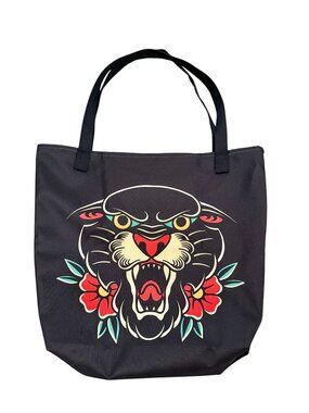Black Panther American Traditional Tattoo Tote Bag w/ Pocket, 16"x20"
